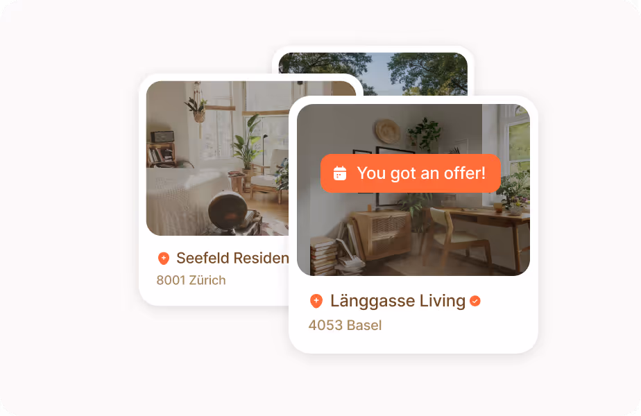 Flat listings showing an offer notification