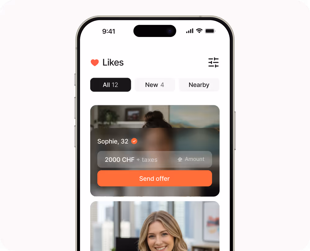 App UI Screen Showing Room mate candidate profile with option to check their full profile